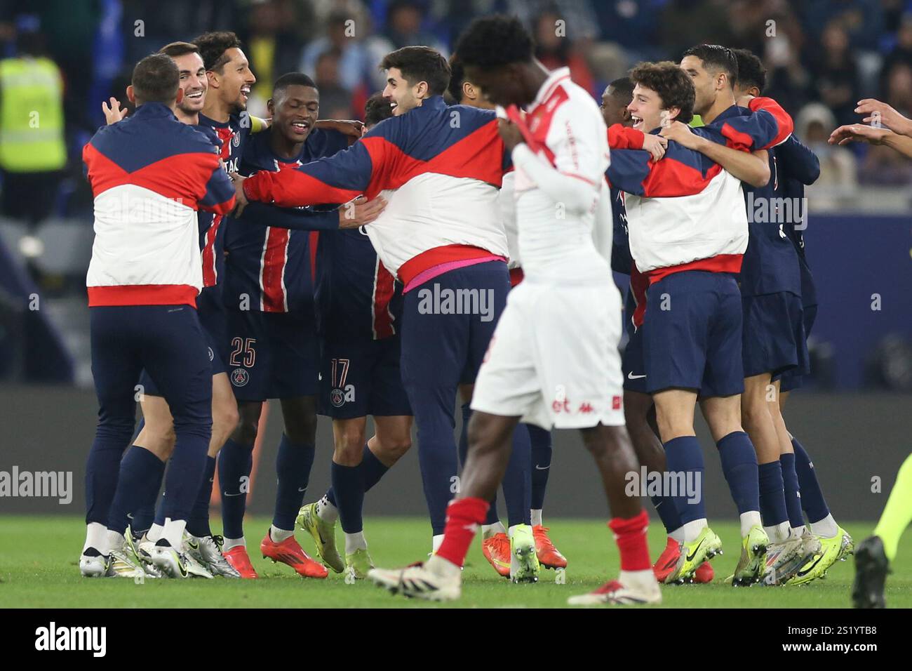 PSG players celebrate after the French Super Cup final match between