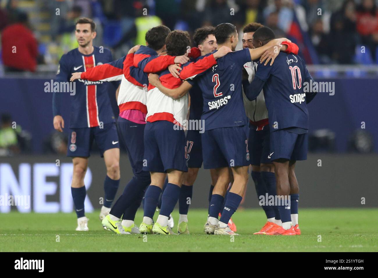 PSG players celebrate after the French Super Cup final match between