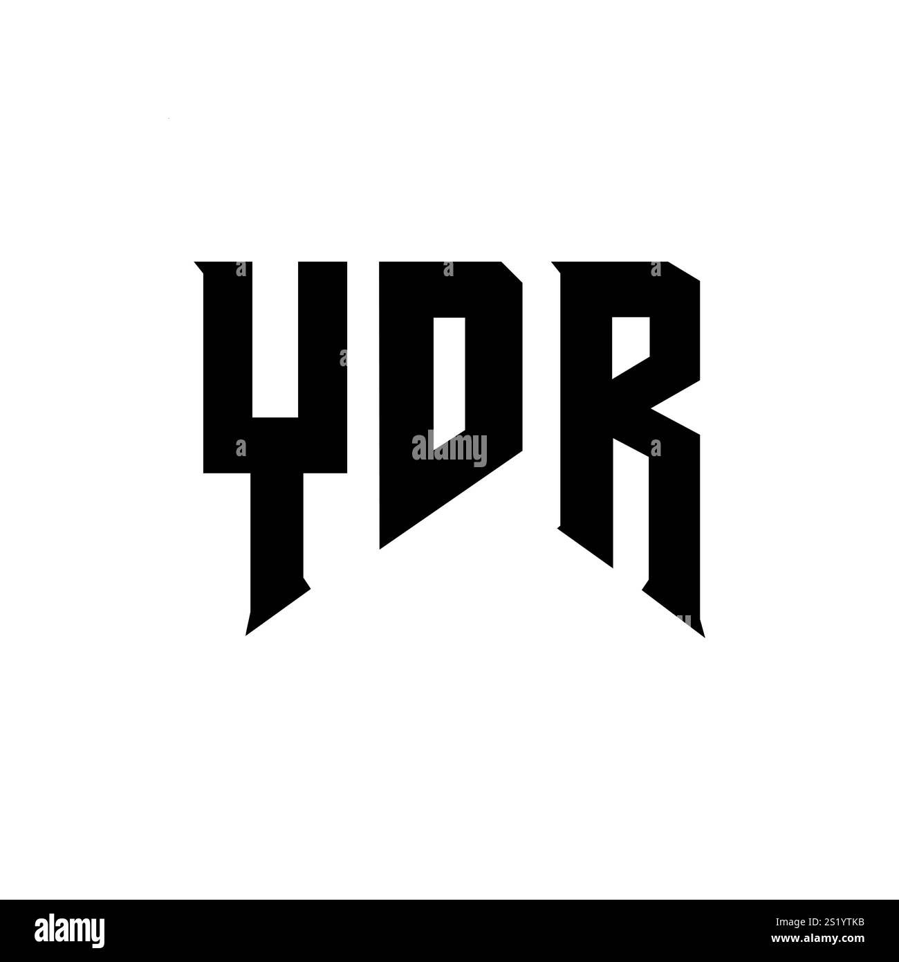 YDR letter logo design for technology company. YDR logo design black and white color combination. YDR logo, YDR vector, YDR design, YDR icon, YDR alph Stock Vector
