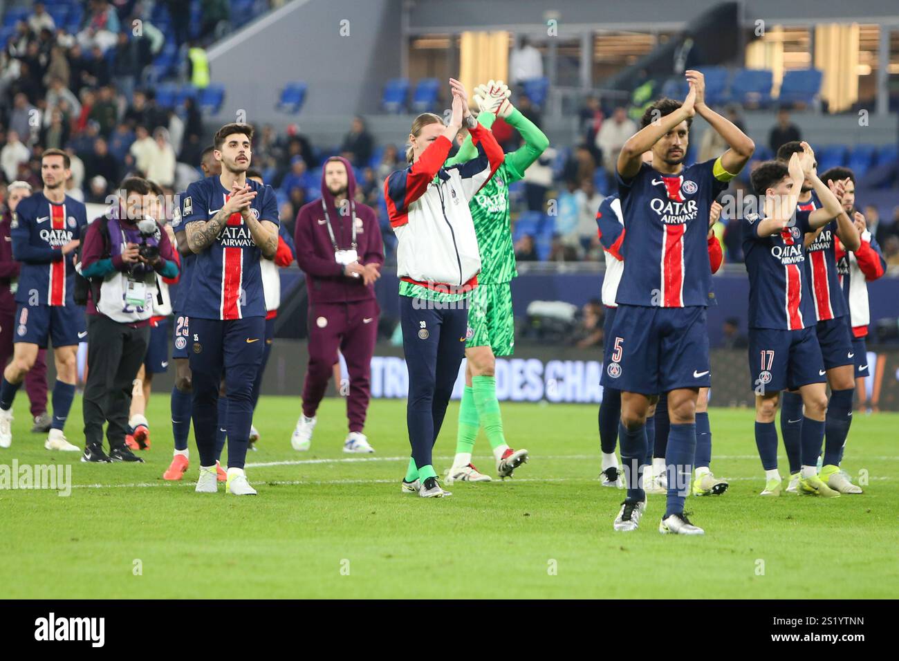 PSG players celebrate after the French Super Cup final match between