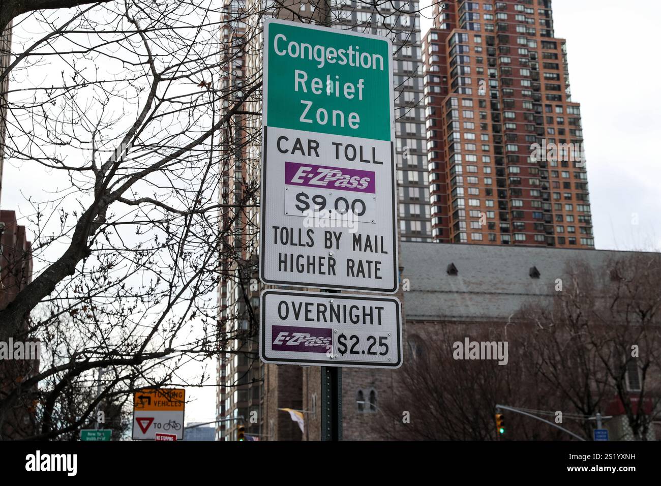 New York City, United States. 05th Jan, 2025. A congestion pricing sign ...