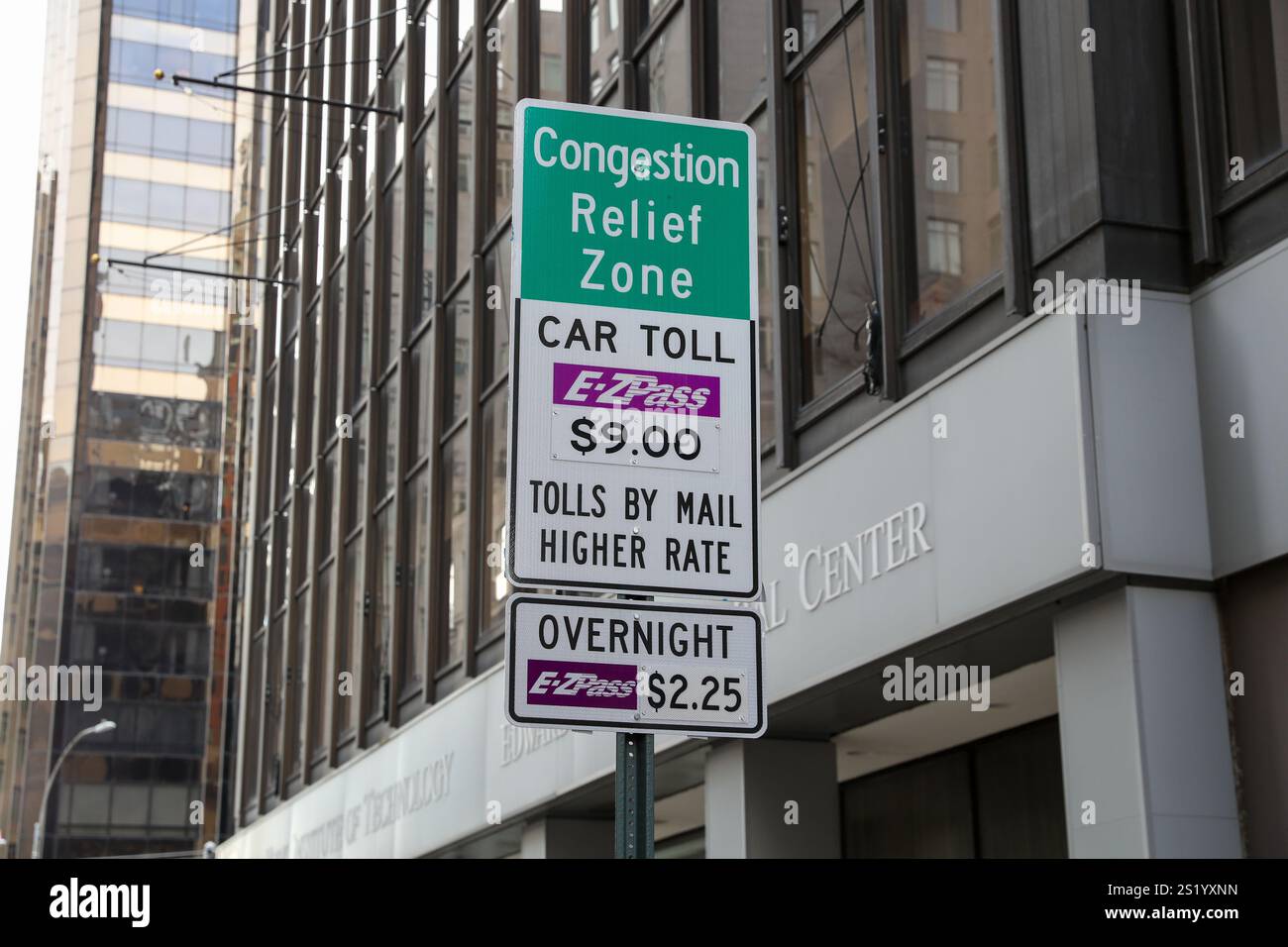 New York City, United States. 05th Jan, 2025. A congestion pricing sign ...