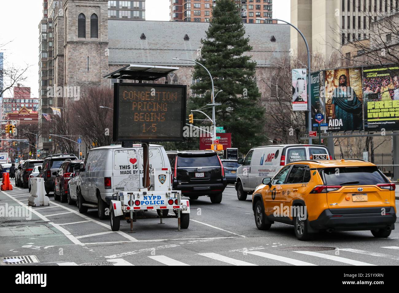 New York City, United States. 05th Jan, 2025. A congestion pricing sign ...