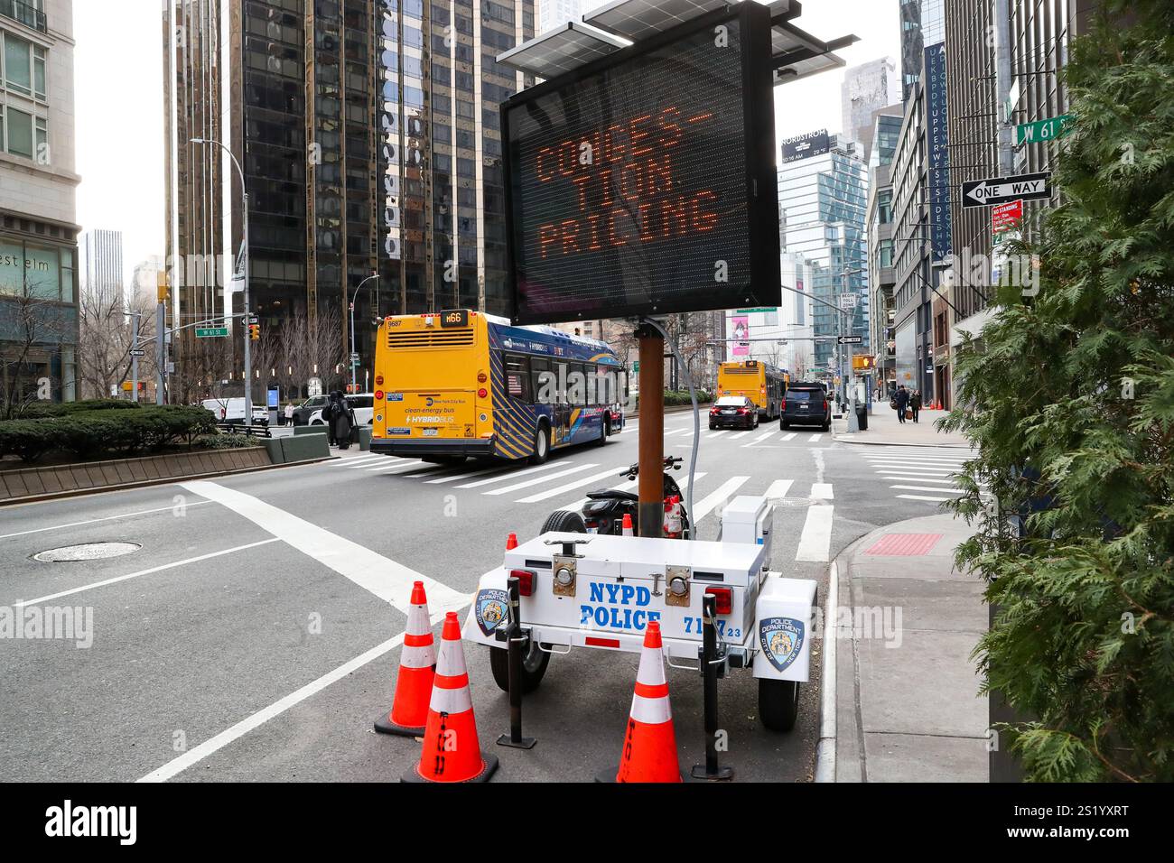 New York City, United States. 05th Jan, 2025. A congestion pricing sign ...