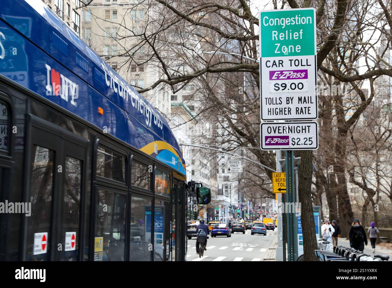 New York City, United States. 05th Jan, 2025. A congestion pricing sign ...