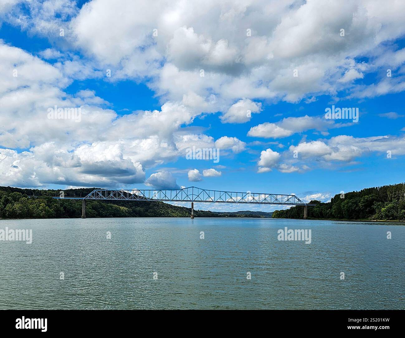 Matthew E Welsh bridge over the Ohio River near Brandenburg, Kentucky - Smartphone Captured Stock Image