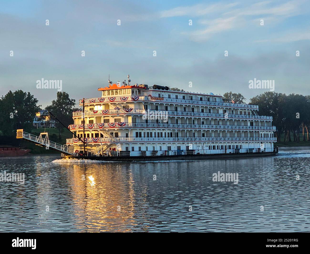 Cruise ship American Heritage on the Ohio River - Smartphone Captured Stock Image