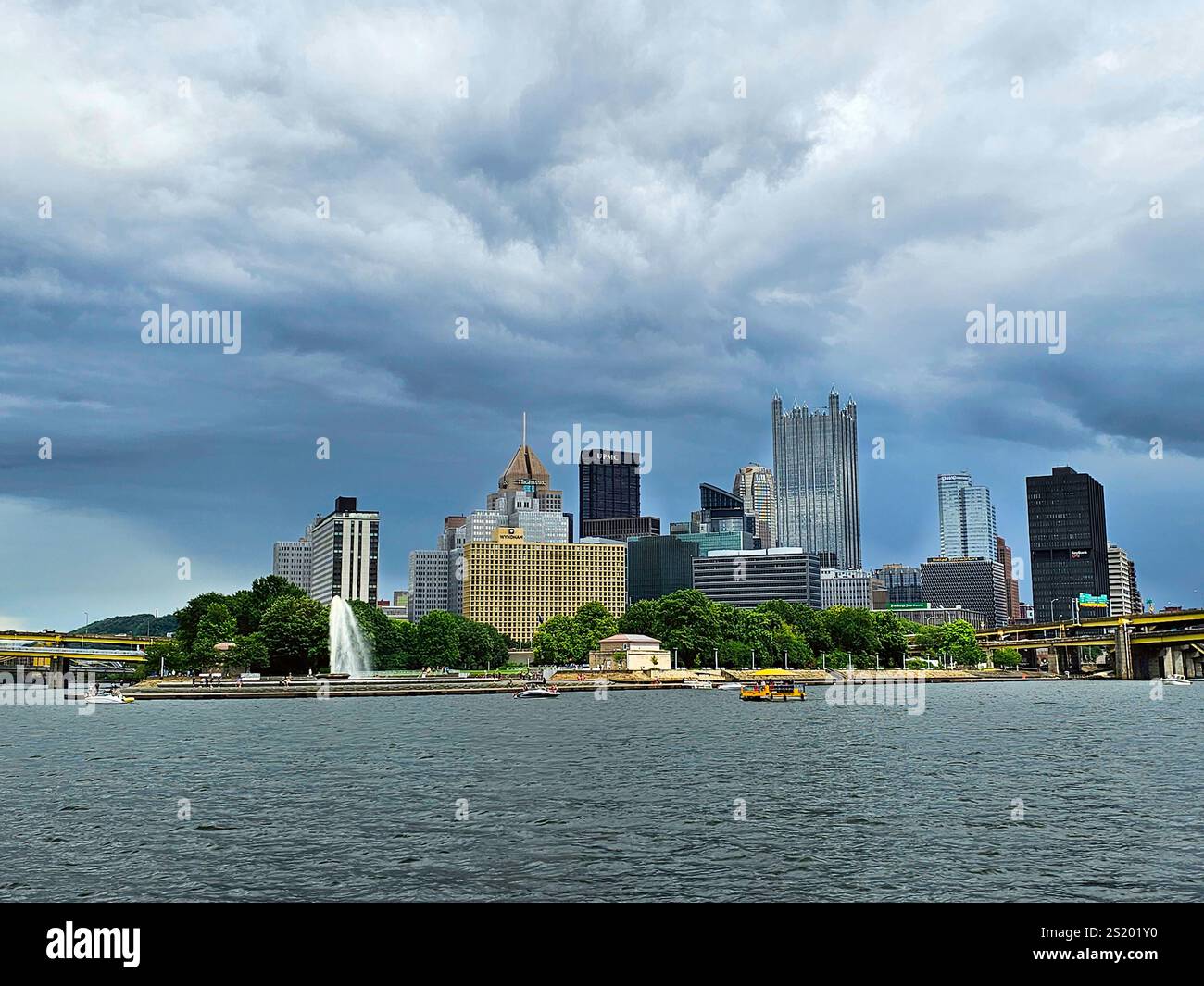 The Point, Pittsburgh, Pennsylvania.  Point State Park  is a Pennsylvania state park in downtown Pittsburgh. - Smartphone Captured Stock Image