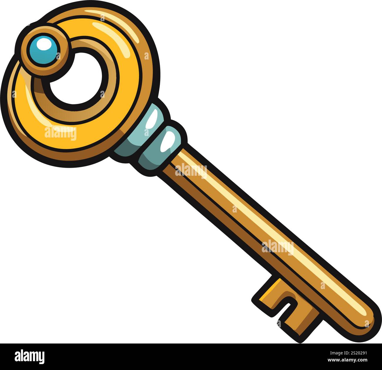 Detailed Key Vector Detailed vector illustration of a retro golden key with a classic ...