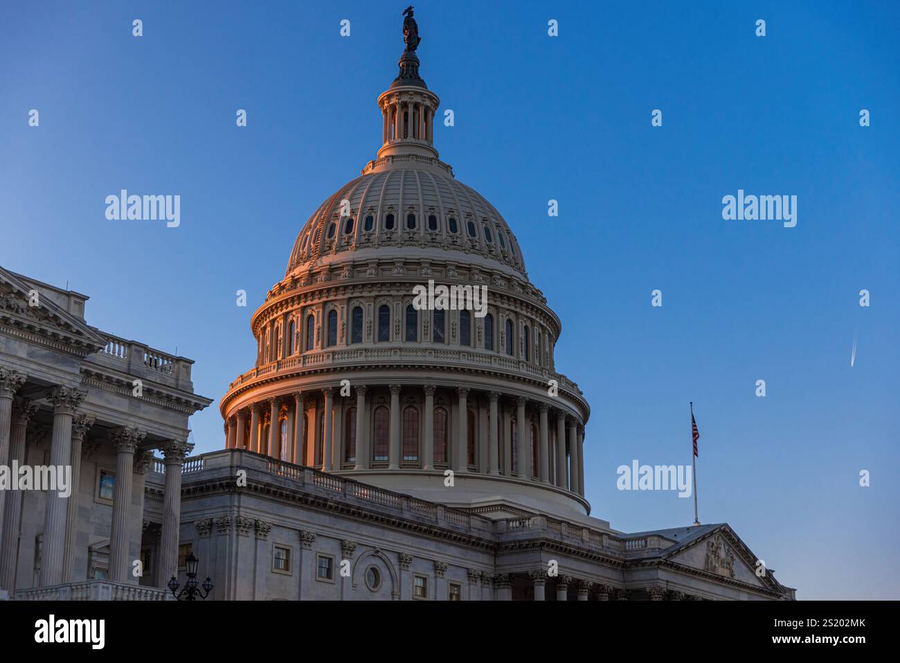 The exterior of the US Capitol Building which houses the Senate and the ...