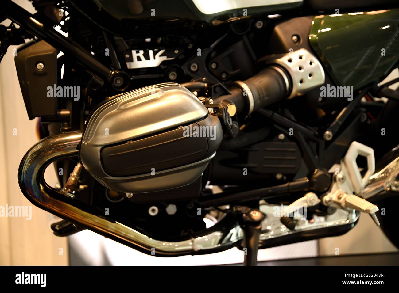 The modern motorcycle rig impresses with its powerful design and high ...