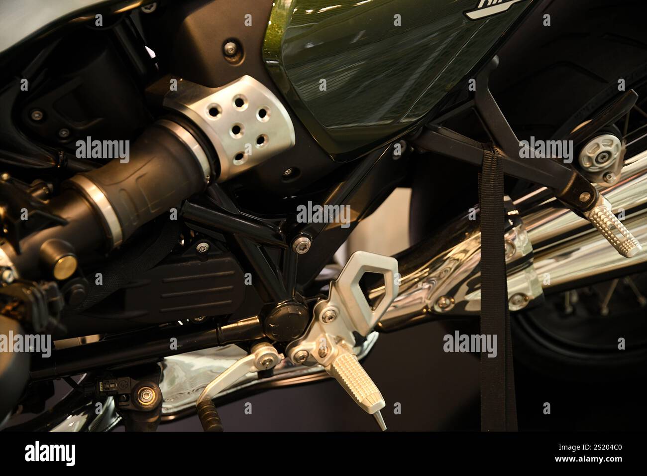 The modern motorcycle rig impresses with its powerful design and high ...