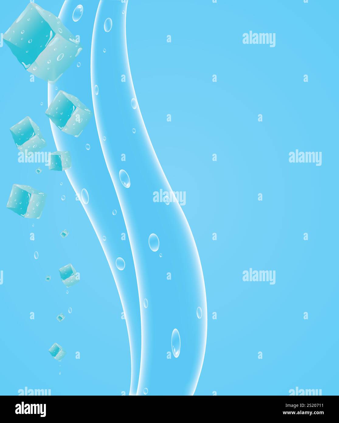 Vector blue background with ice cubes and drops, summer cool Stock Vector