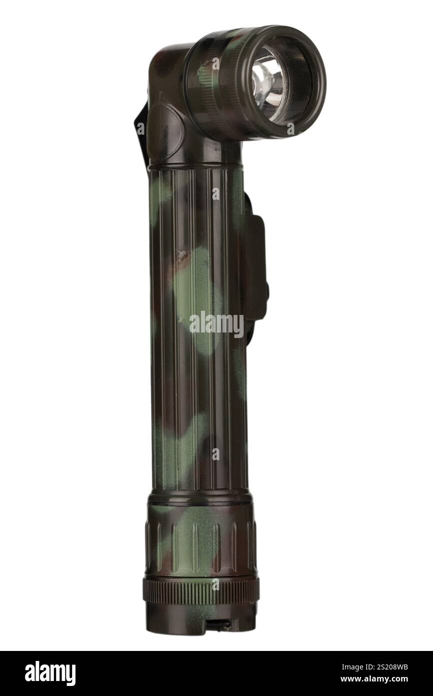 military flashlight isolated on white background Stock Photo - Alamy