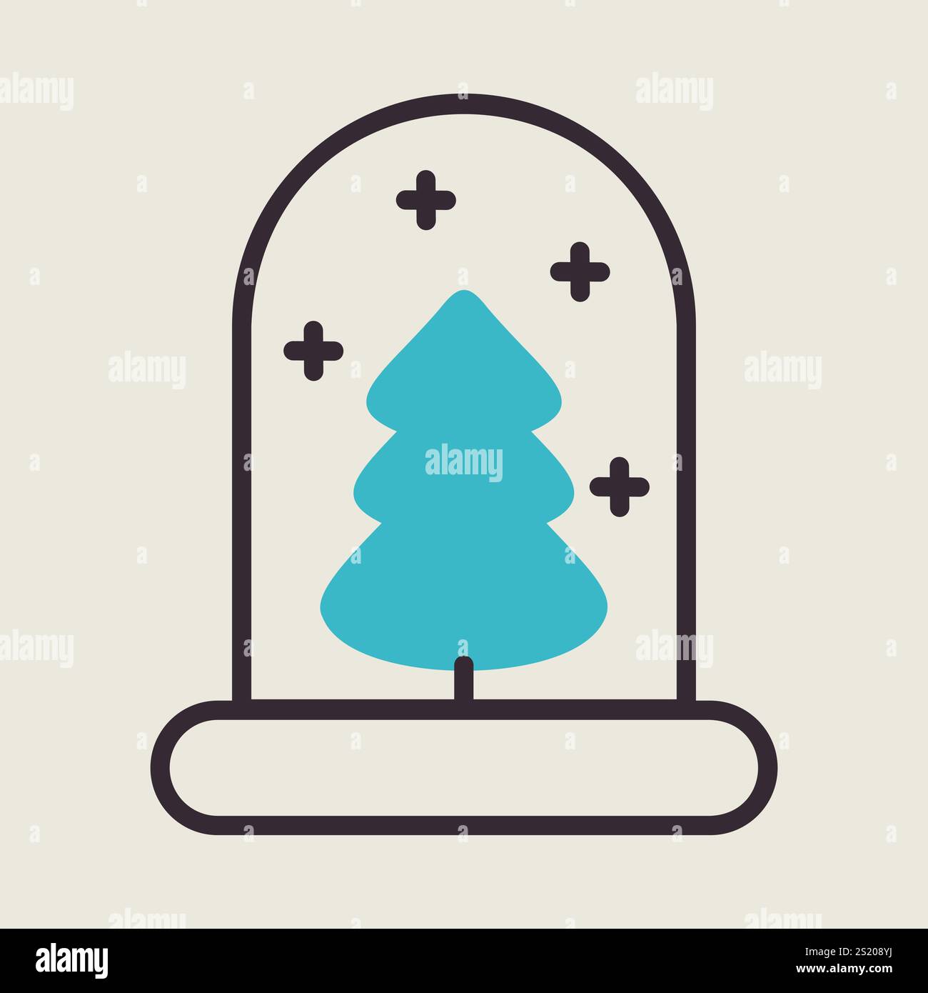 Snow globe with Christmas tree vector icon. Winter sign. Graph symbol ...