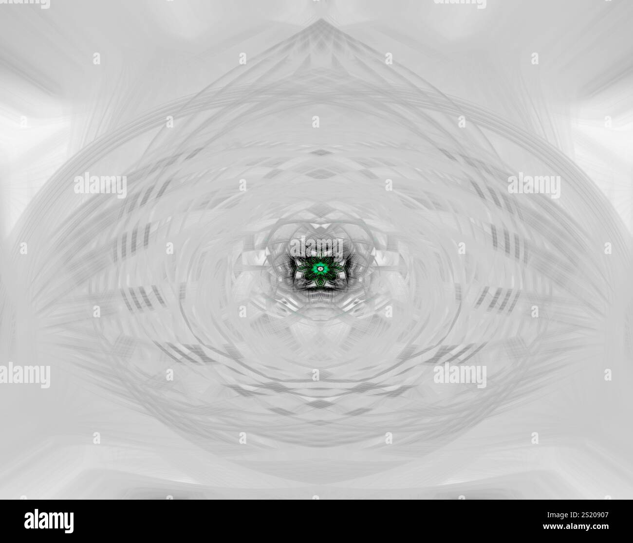 abstract fractal light fiber design. lamp with green ornament embroidery style. ornamental contemporary fine art texture, 3d optic illuminated sphere Stock Photo