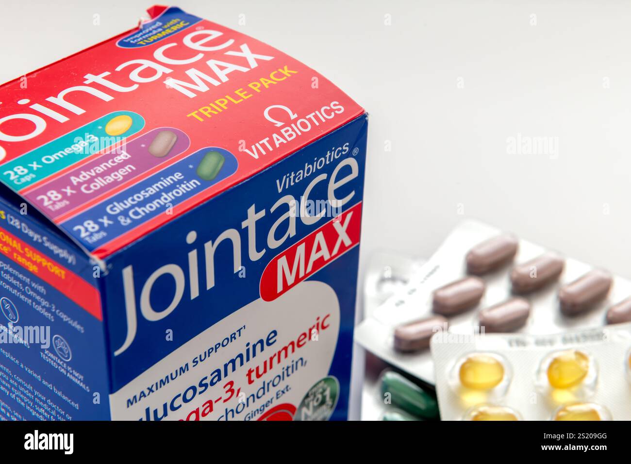 London. UK-01.01.2025. Close up of a box of Jointace health supplement ...