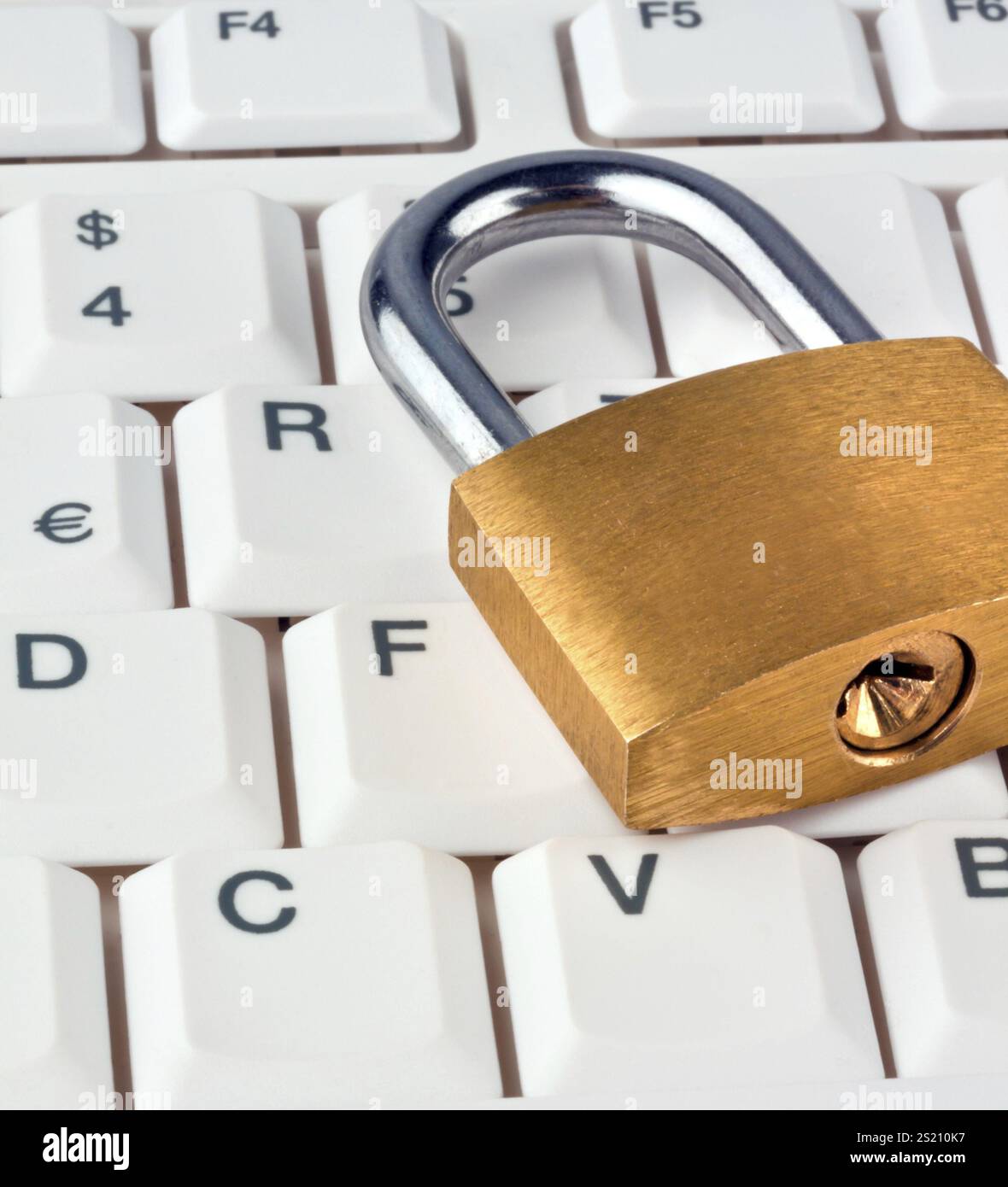 A padlock on a computer keyboard. Data security and protection, A padlock on a computer keyboard. Data security and protection. Austria Stock Photo