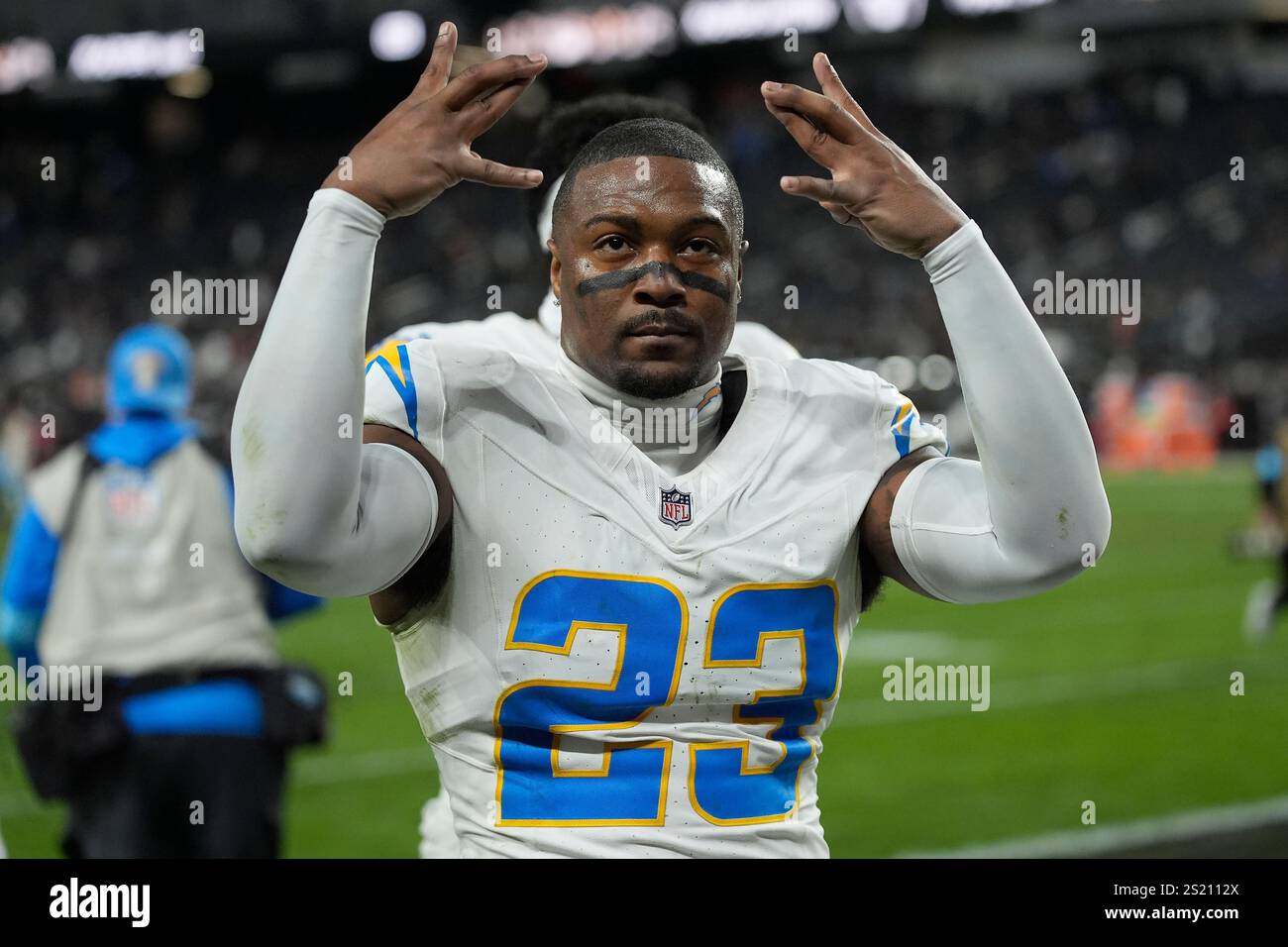 Los Angeles Chargers safety Tony Jefferson (23) celebrates after an NFL ...