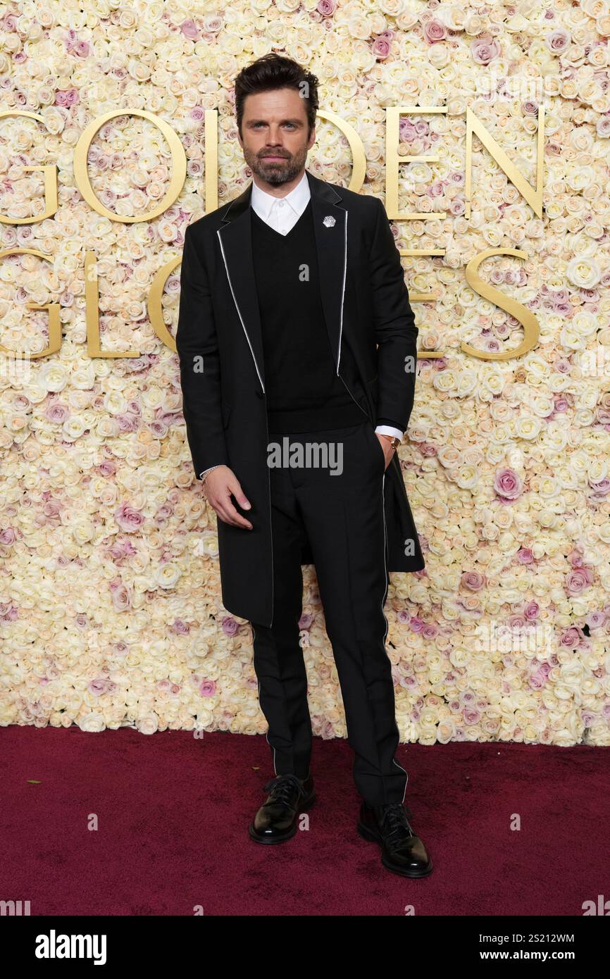 Sebastian Stan arrives at the 82nd Golden Globes on Sunday, Jan. 5
