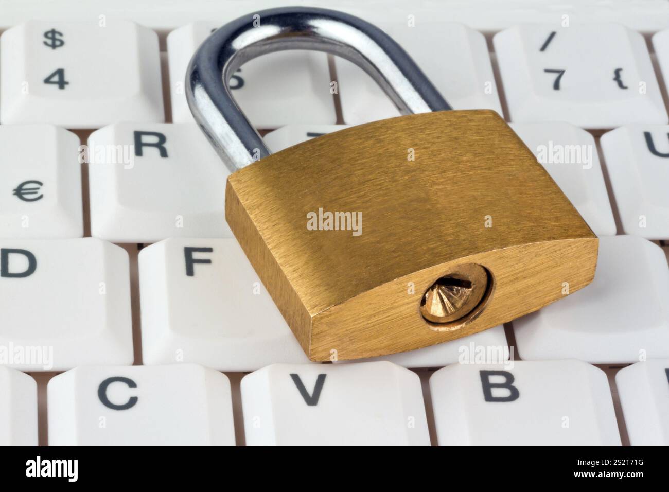 A padlock on a computer keyboard. Data security and protection, A padlock on a computer keyboard. Data security and protection. Austria Stock Photo