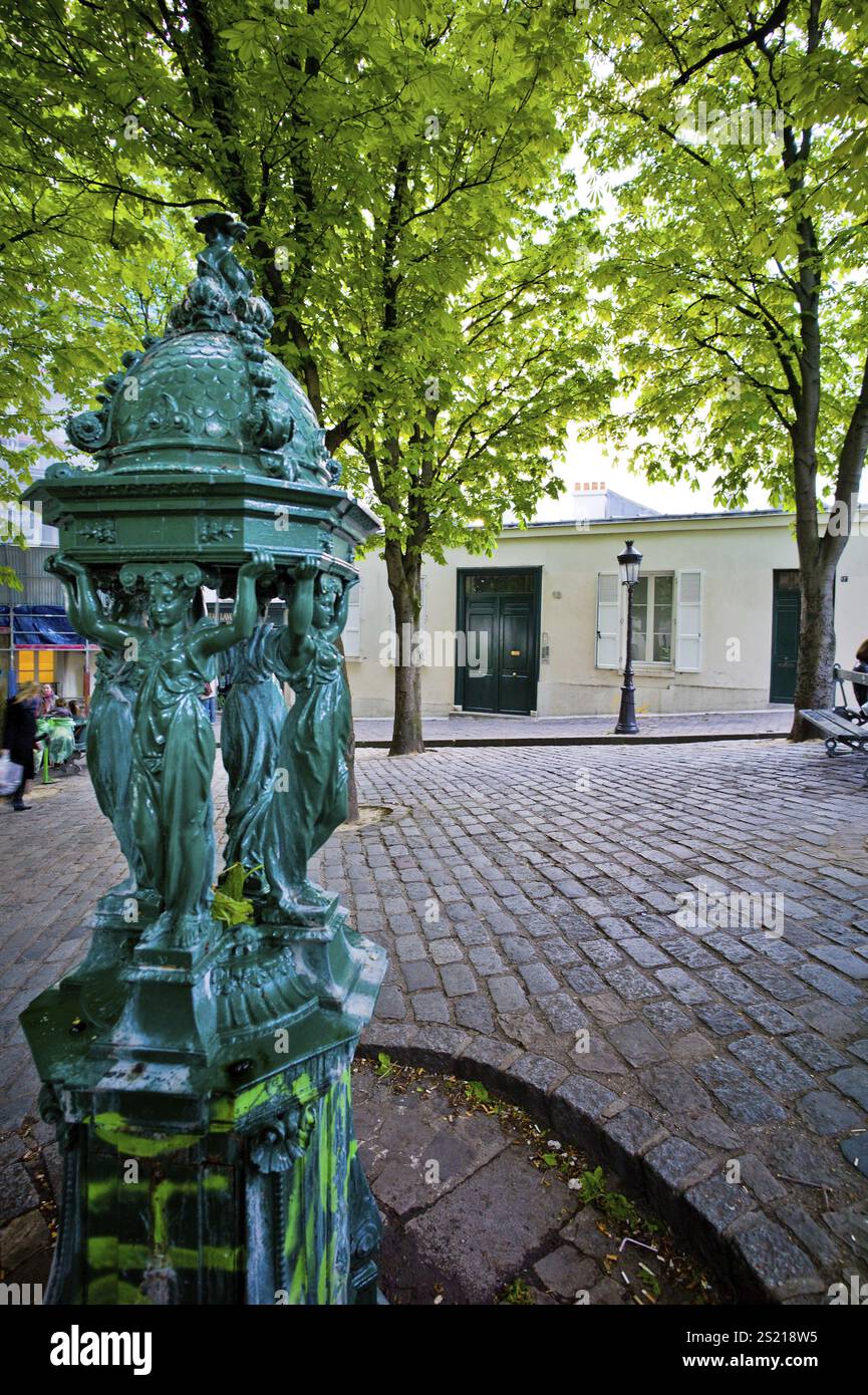 The artists' quarter of Montmartre in Paris, France. Original entrance ...