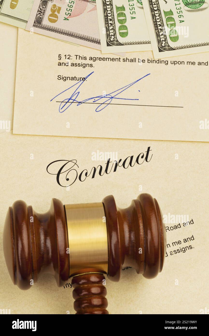 The key to a flat and a tenancy agreement in English. With euro money, Austria seems Stock Photo