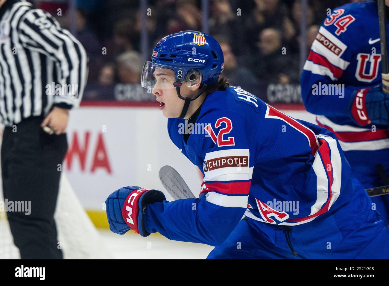 250105 James Hagens of USA celebrates after scoring 11 during the 2025