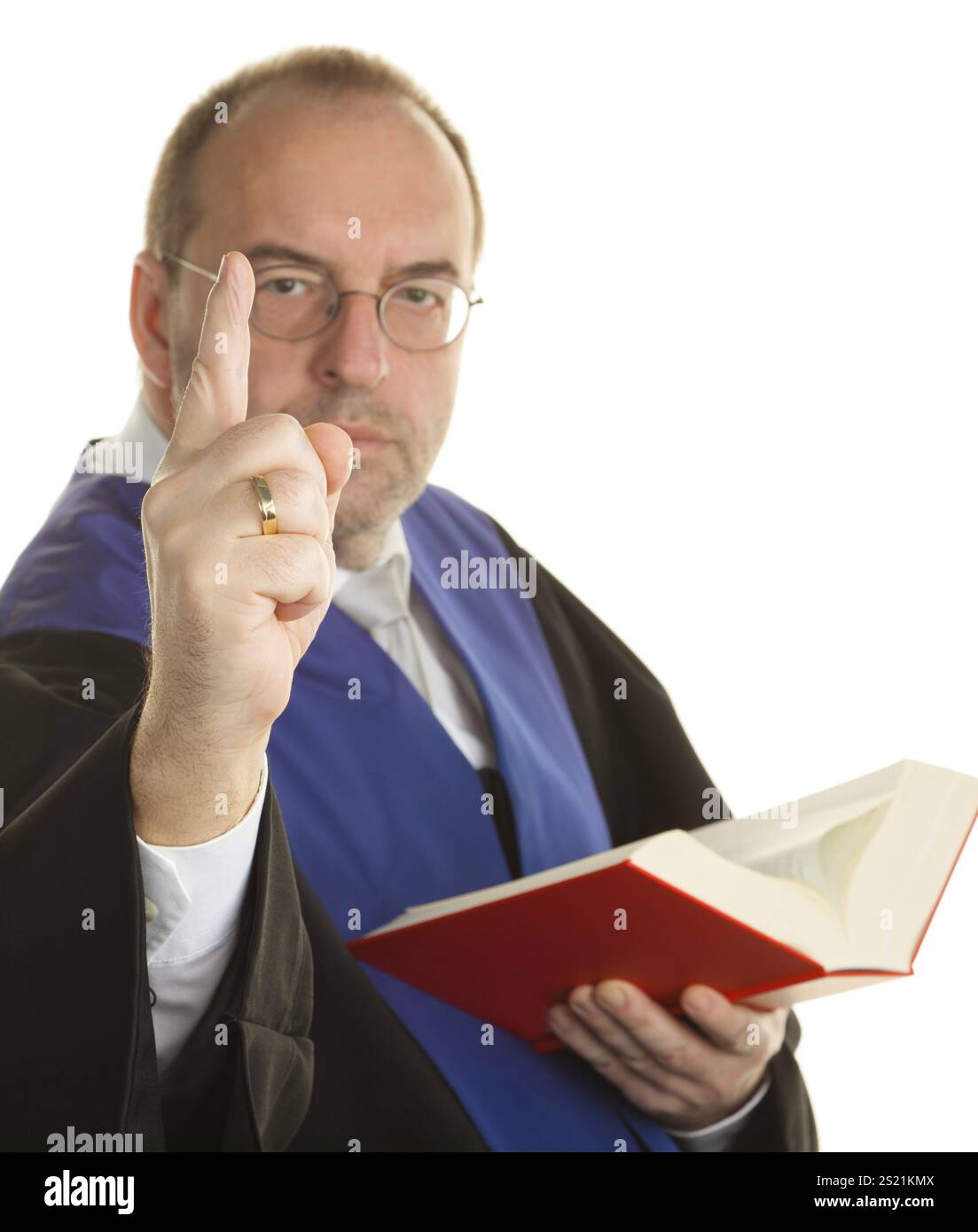 A judge with a law book in court. Jurisdiction and judgments in crime, A judge with a law book in court. Jurisdiction and judgements in crime. Austria Stock Photo