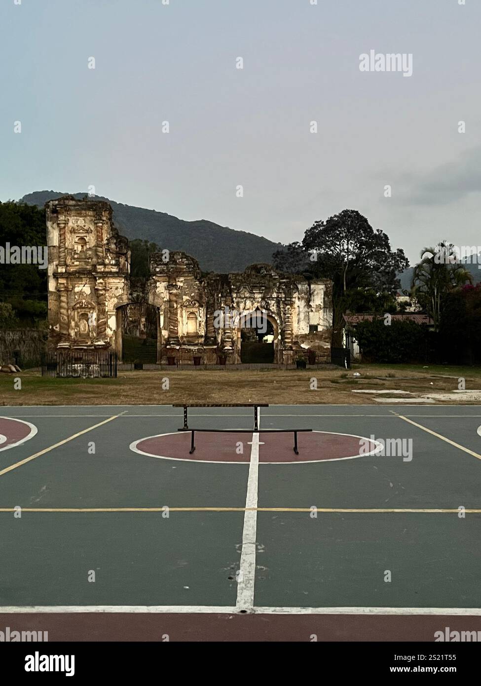 basketball sports field outside in city - Smartphone Captured Stock Image