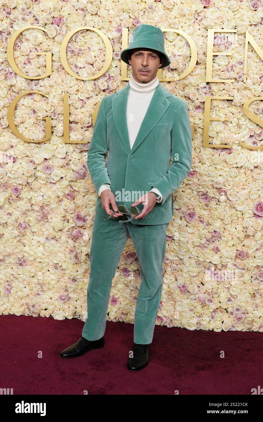 Jeremy Strong arrives at the 82nd Golden Globes on Sunday, Jan. 5, 2025