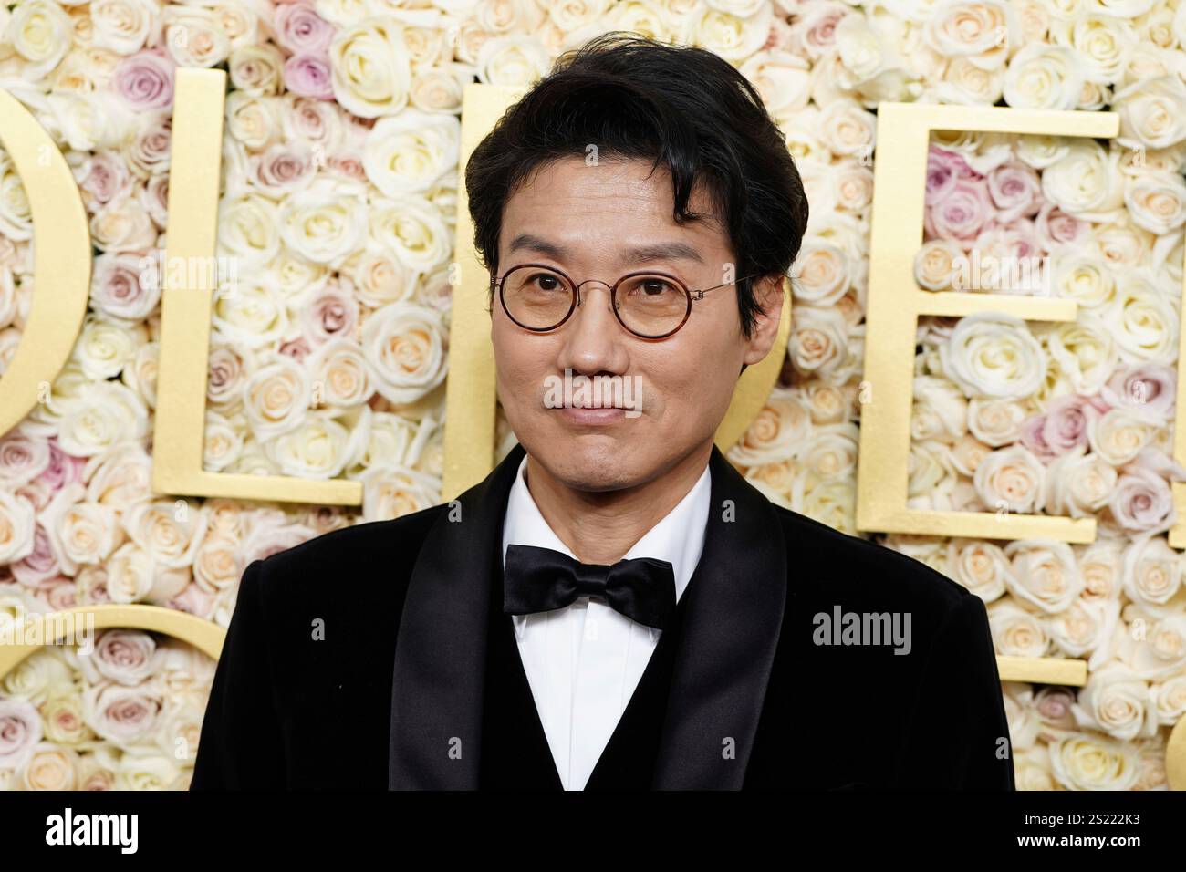 Hwang Dong-hyuk arrives at the 82nd Golden Globes on Sunday, Jan. 5