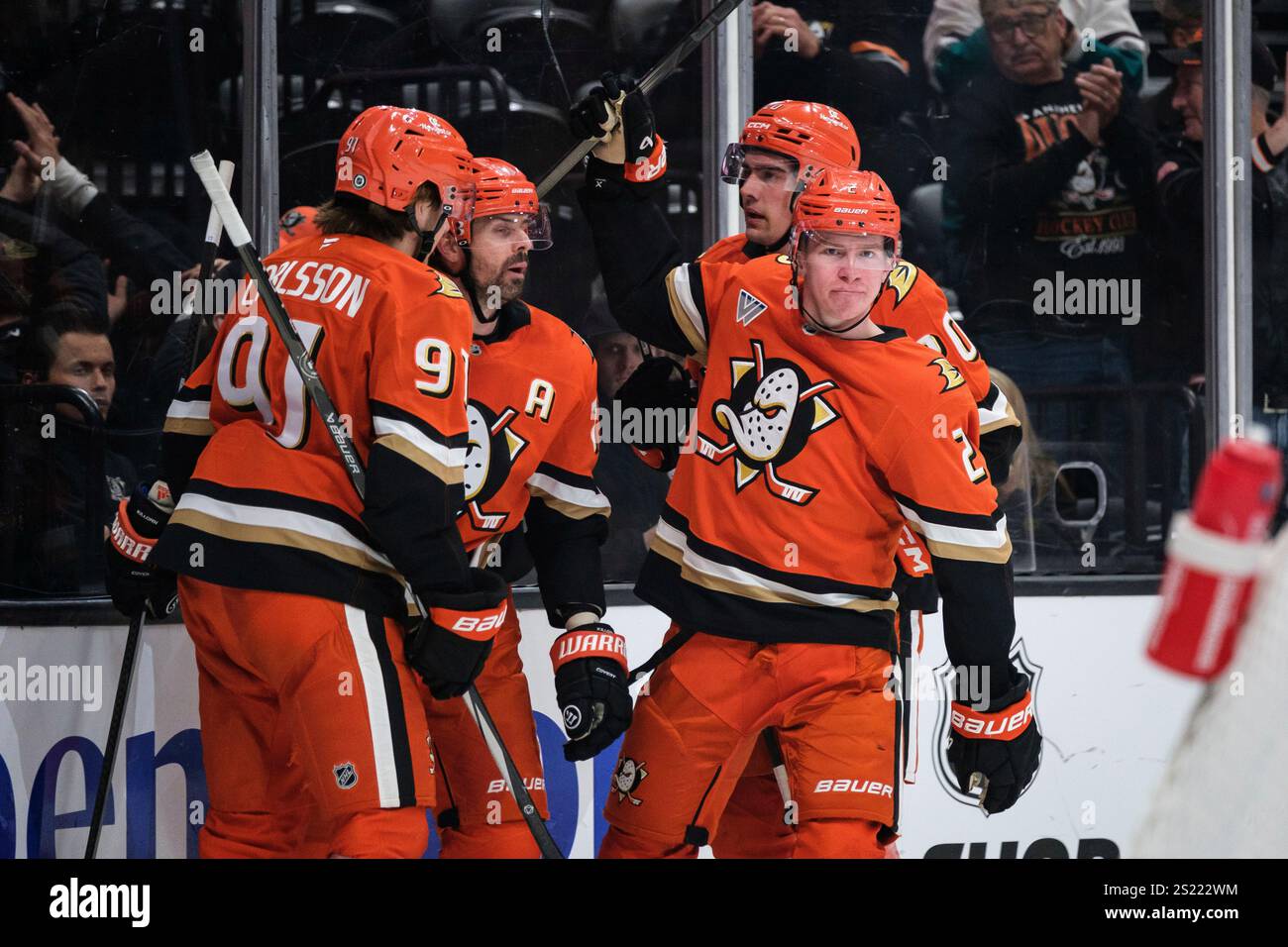Anaheim Ducks defenseman Jackson (2) celebrates with his team