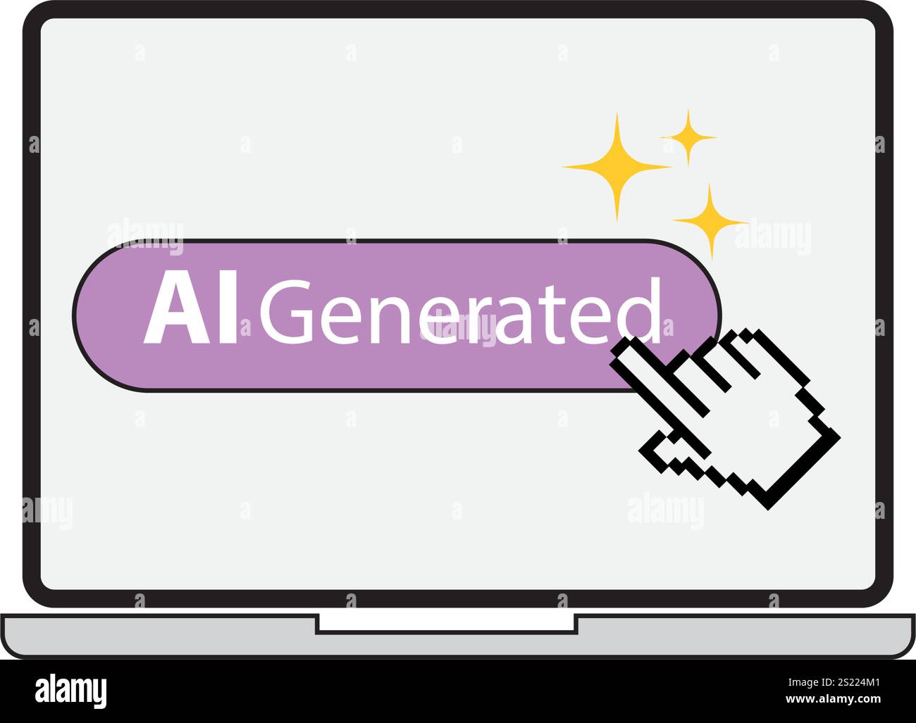 Cursor clicking generated button on laptop screen Stock Vector
