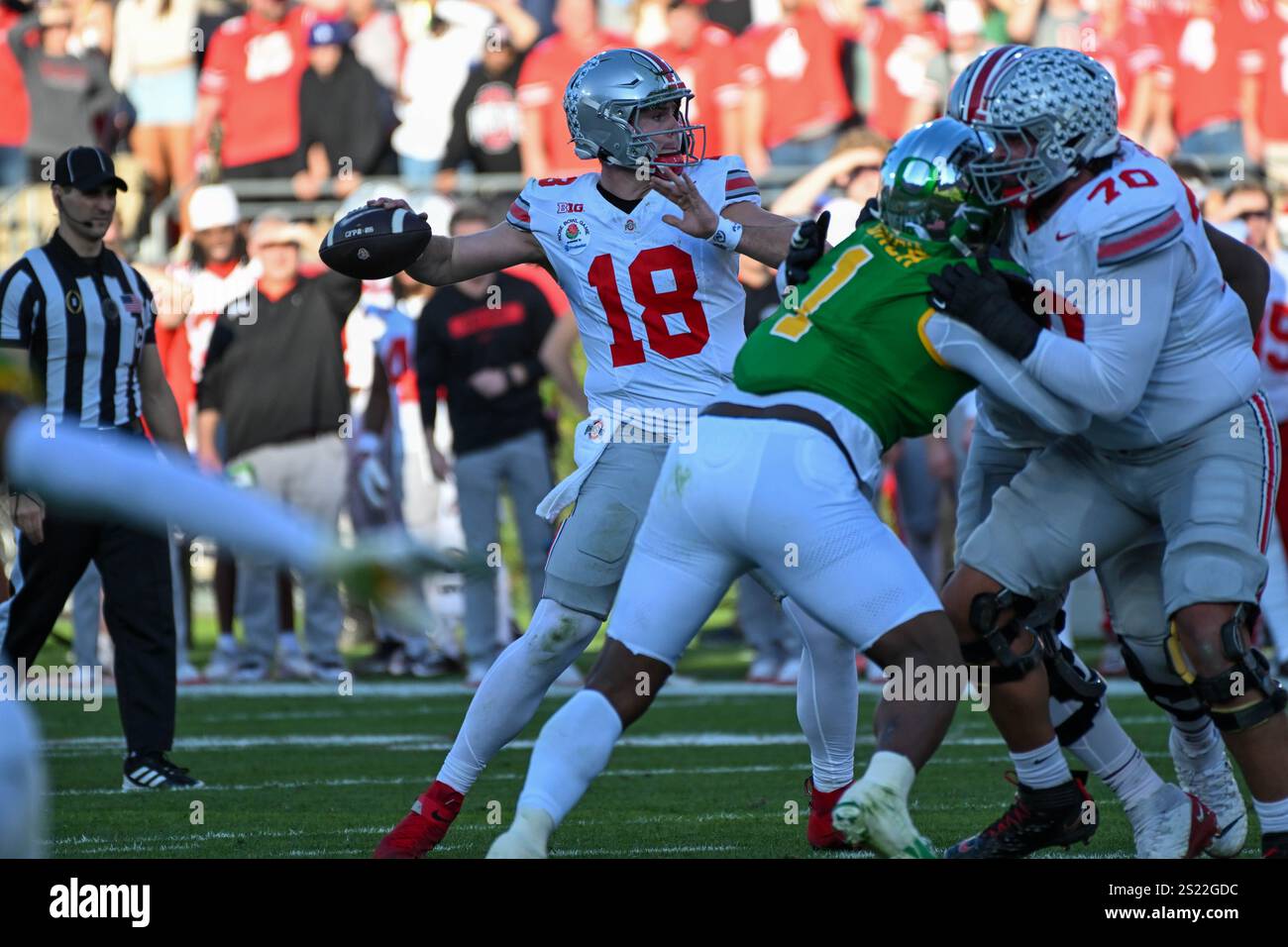Ohio State Buckeyes quarterback Will Howard (18) during the Rose Bowl