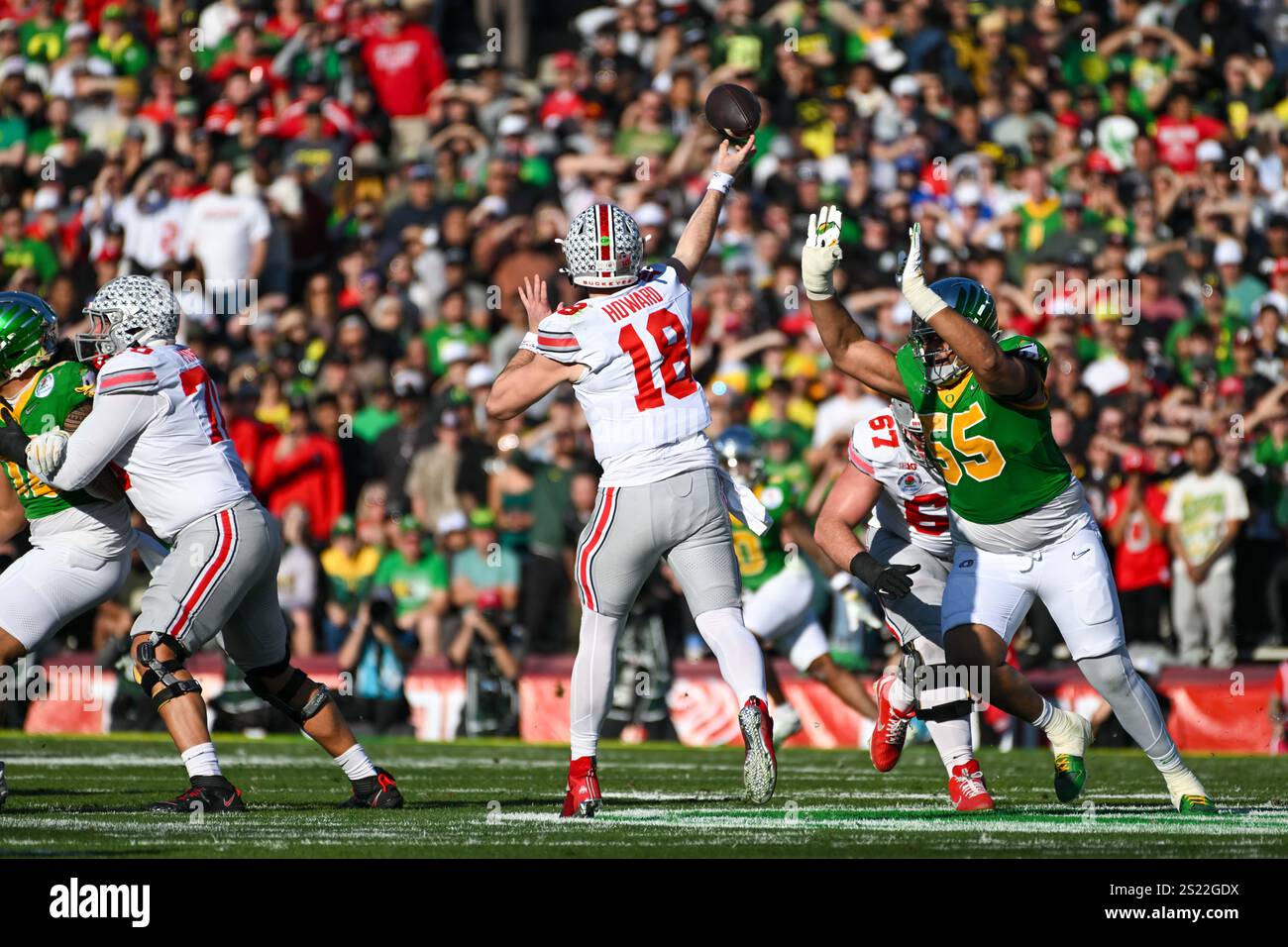 Ohio State Buckeyes quarterback Will Howard (18) during the Rose Bowl