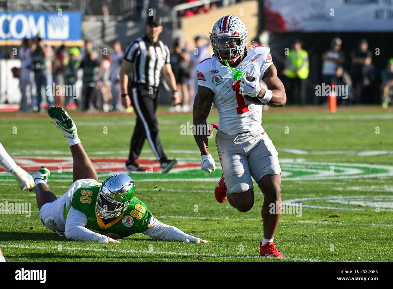 Ohio State Buckeyes running back Quinshon Judkins (1) during the Rose