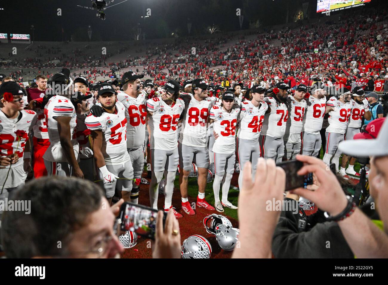 Ohio State Buckeyes celebrate after the Rose Bowl game, Wednesday, Jan