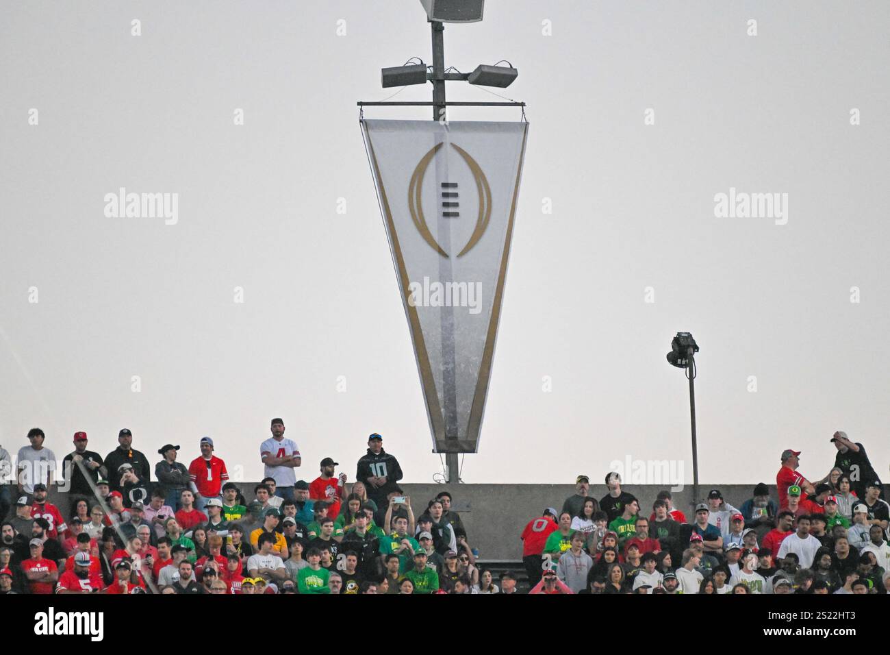 Detailed view of the College Football Playoff logo during the Rose Bowl game, Wednesday, Jan 1