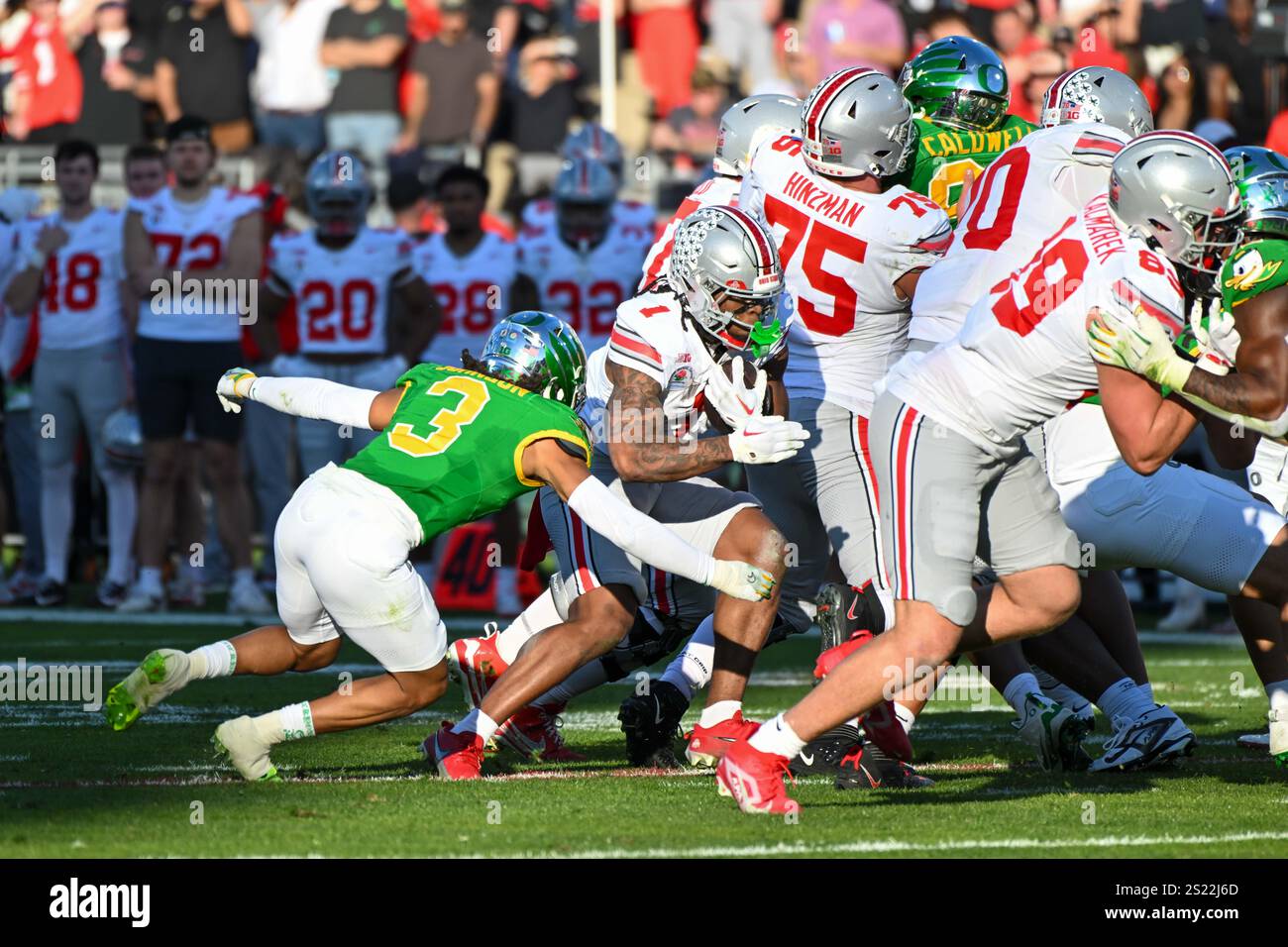 Ohio State Buckeyes running back Quinshon Judkins (1) during the Rose