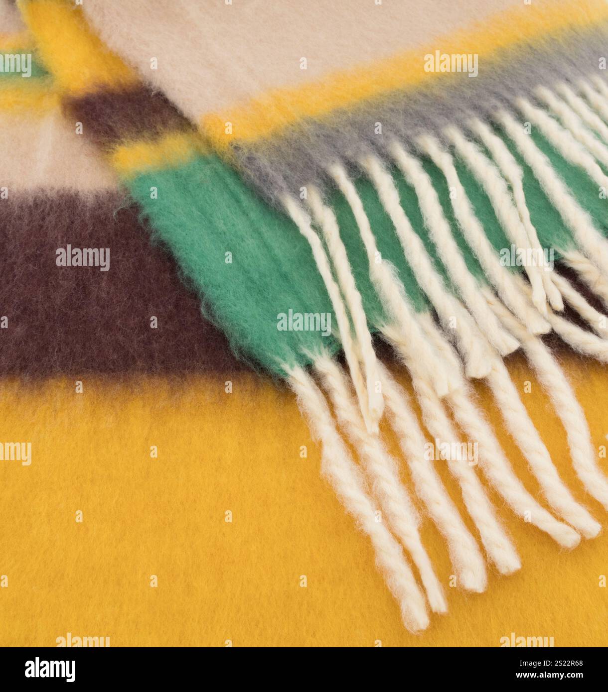 Fluffy striped multicolor stole close-up Stock Photo