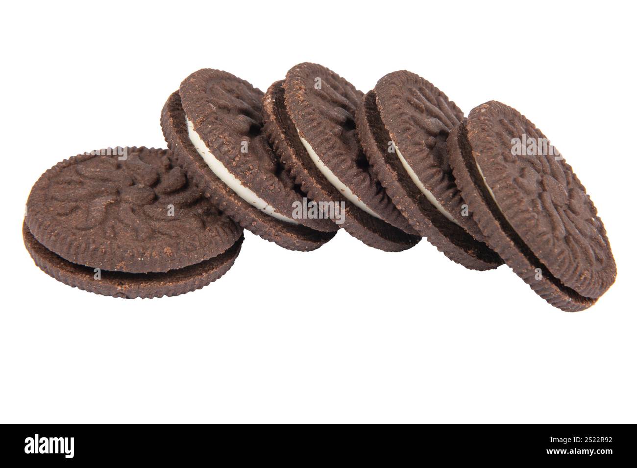 Brown chocolate chip cookie isolated on white background. Stock Photo