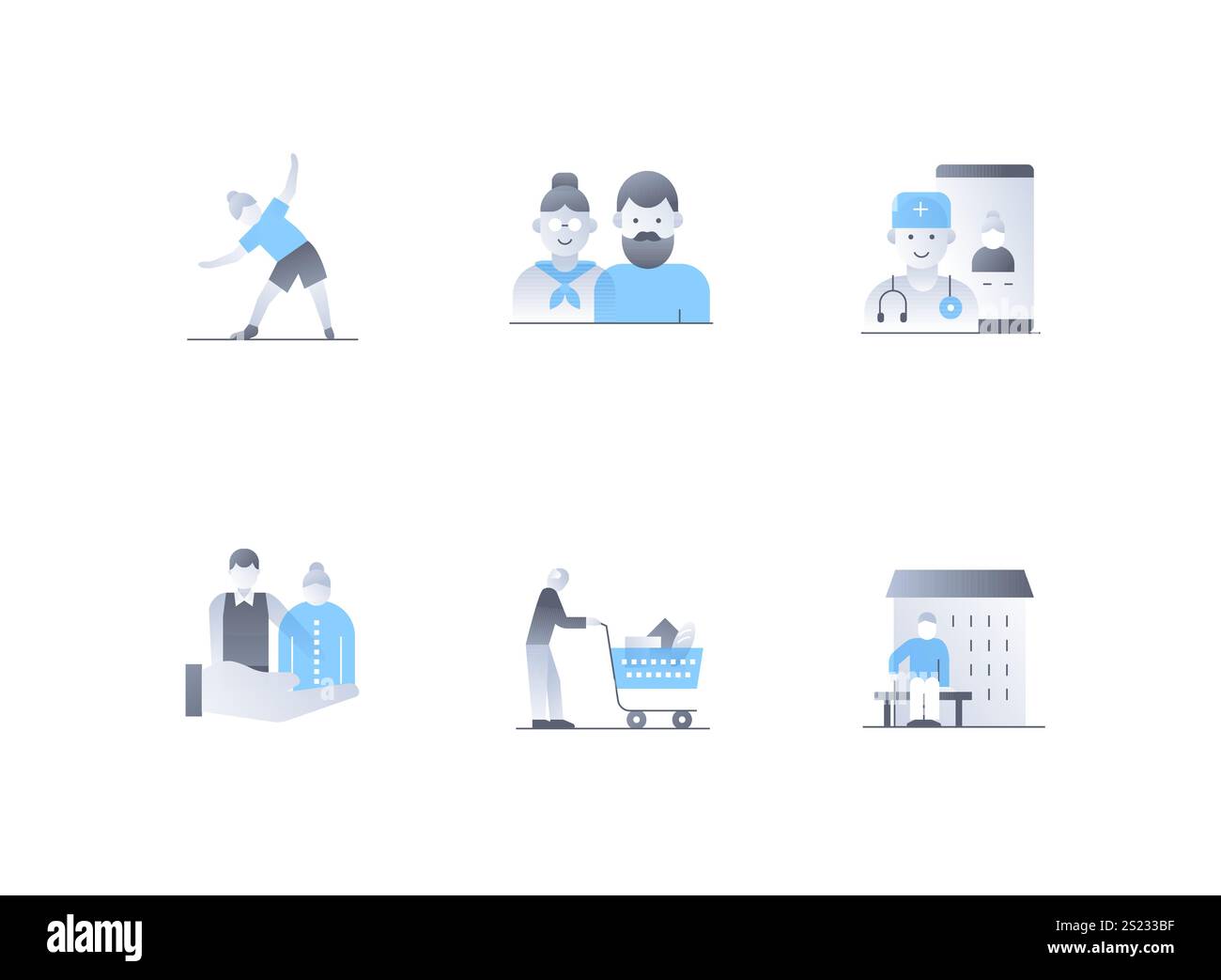 Caring for the old at home Stock Vector Images - Alamy