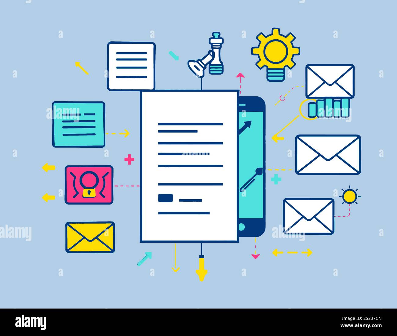 Liner office icons- Office graphics icons Stock Vector