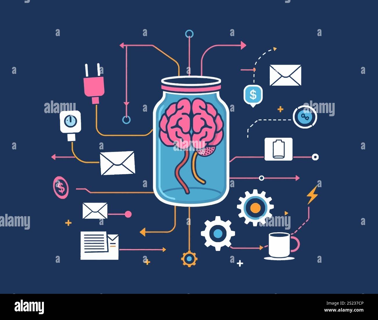Linear startup and brainstorming vector illustration Stock Vector Image ...