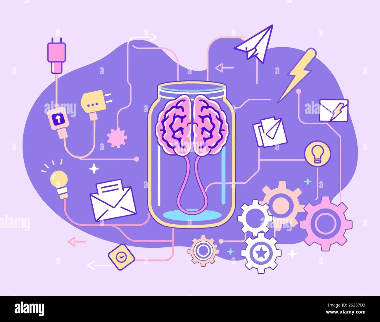 Linear startup and brainstorming vector illustration Stock Vector Image ...