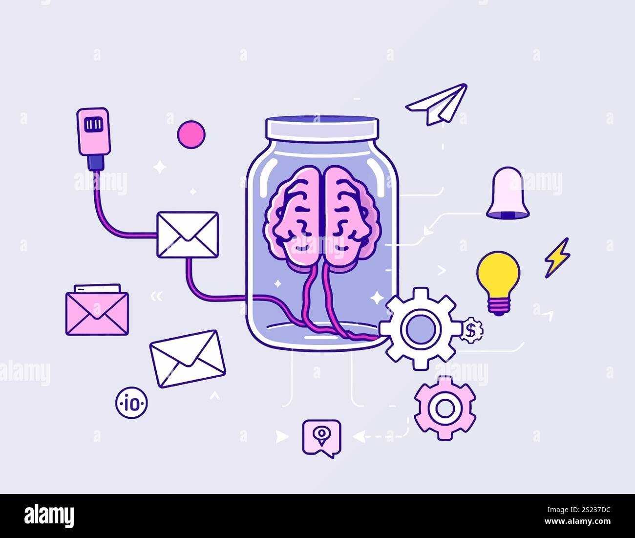 Linear startup and brainstorming vector illustration Stock Vector Image ...