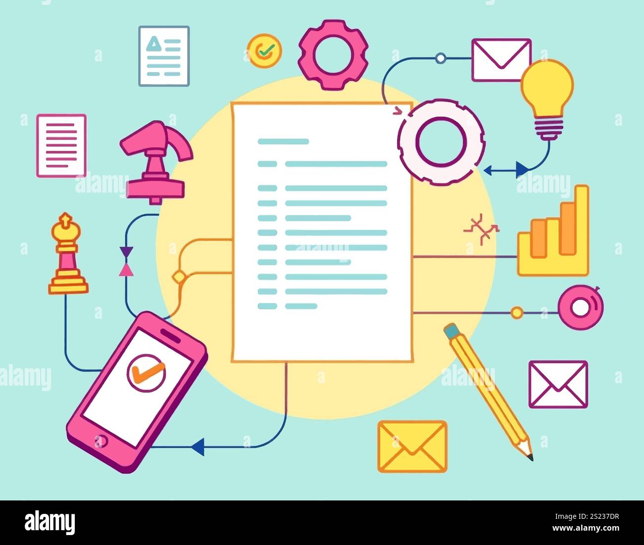 Liner office icons- Office graphics icons Stock Vector