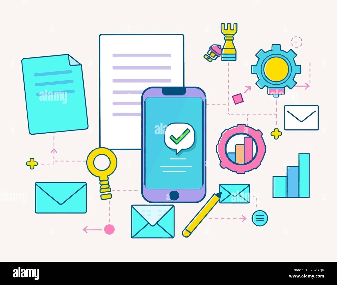 Liner office icons- Office graphics icons Stock Vector