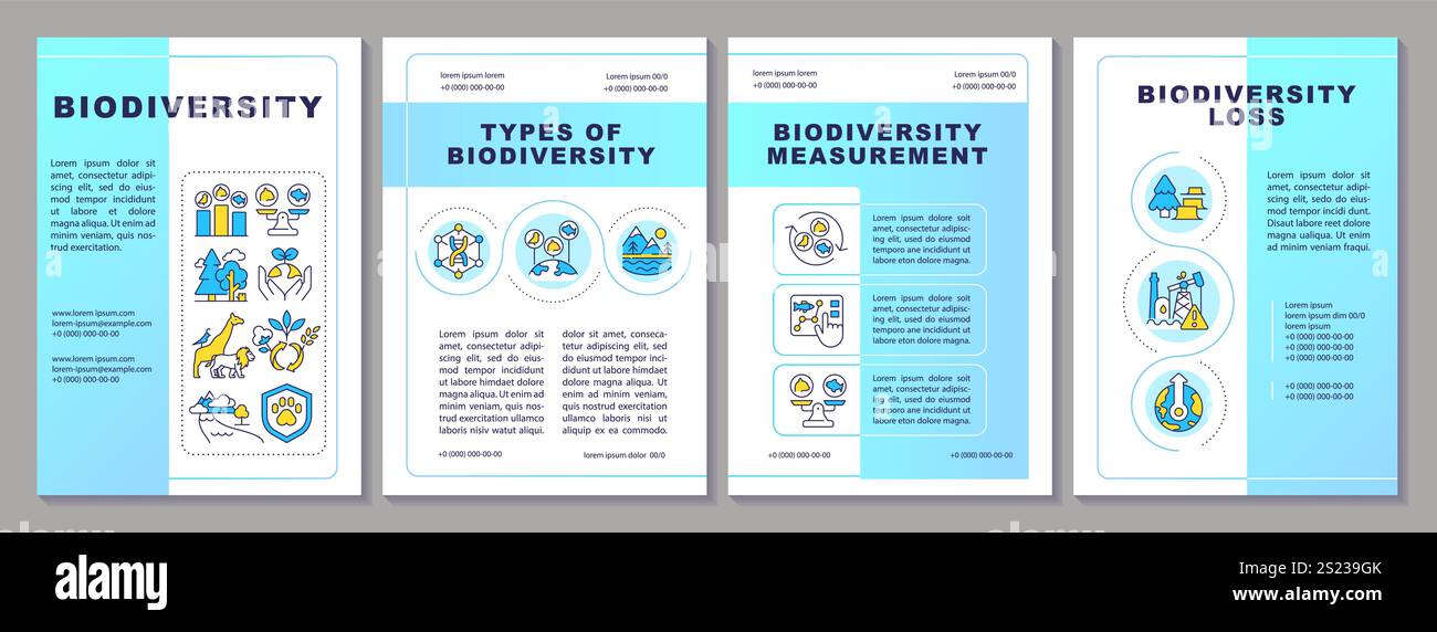 Biodiversity blue gradient brochure template Stock Vector